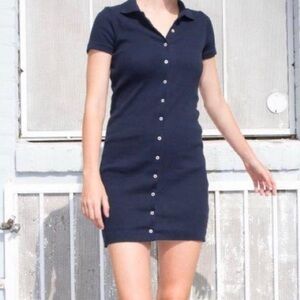 Brandy Melville Navy Button Up Collared Dress